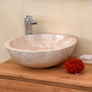 Vasque ronde en marbre crème lizéa