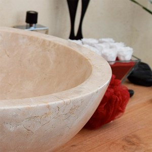 Vasque ronde en marbre crème lizéa