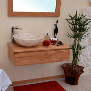 Vasque ronde en marbre crème lizéa