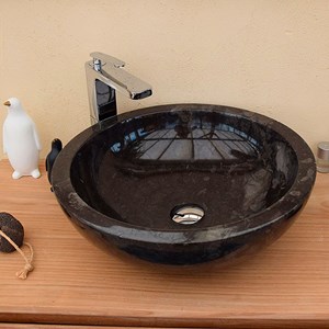 Vasque ronde en marbre noir lizéa