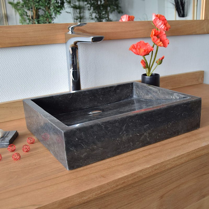 Vasque à poser en marbre noir, coreal