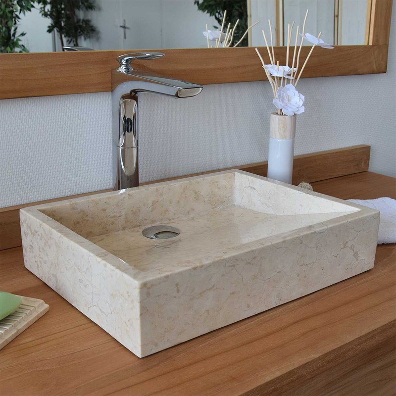 Vasque à poser en marbre crème, coreal