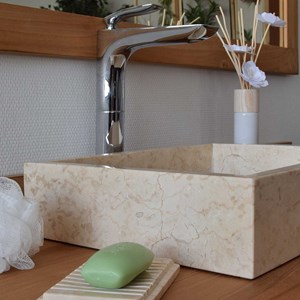 Vasque à poser en marbre crème, coreal