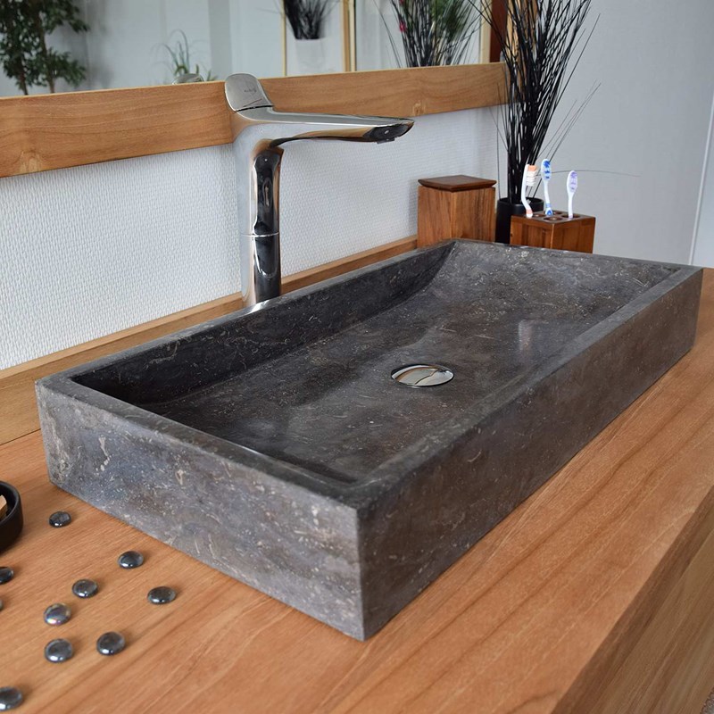 Vasque à poser en marbre noir, boreal