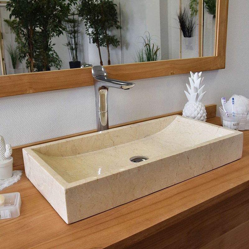 Vasque à poser en marbre crème, boreal