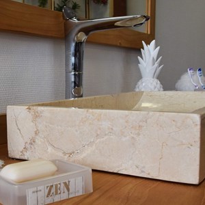 Vasque à poser en marbre crème, boreal