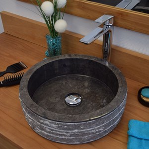 Vasque ronde en marbre noir sterio