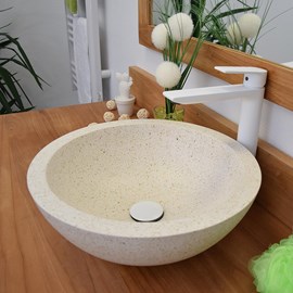 Vasque ronde en terrazzo crème rondo