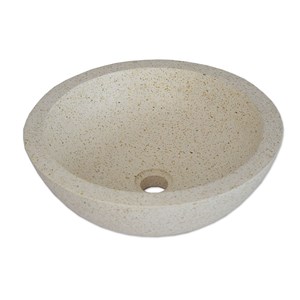 Vasque ronde en terrazzo crème rondo