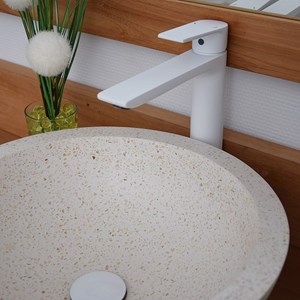 Vasque ronde en terrazzo crème rondo