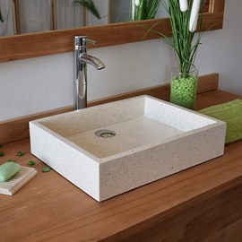 Vasque à poser en terrazzo crème, coreal