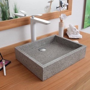 Vasque à poser en terrazzo gris, coreal
