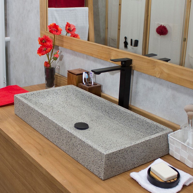 Vasque à poser en terrazzo gris, boreal