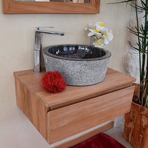 Vasque ronde en marbre noir drip