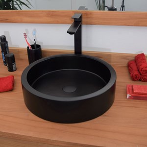 Vasque ronde effet béton noir arlequin