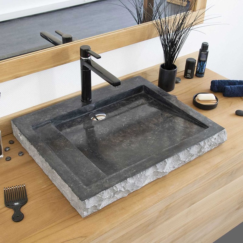 Vasque à poser en marbre noir, oblik