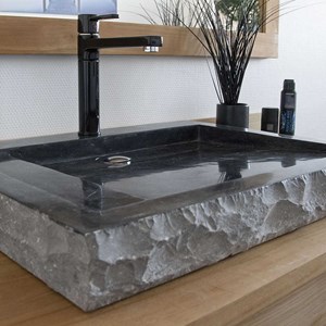 Vasque à poser en marbre noir, oblik