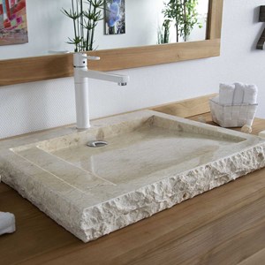 Vasque à poser en marbre crème, oblik