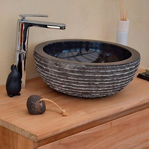 Vasque ronde en marbre noir marmo