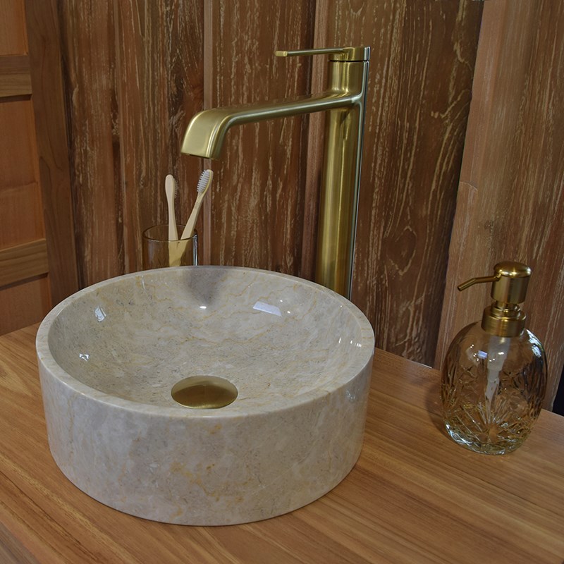 Vasque ronde en marbre crème irina mini