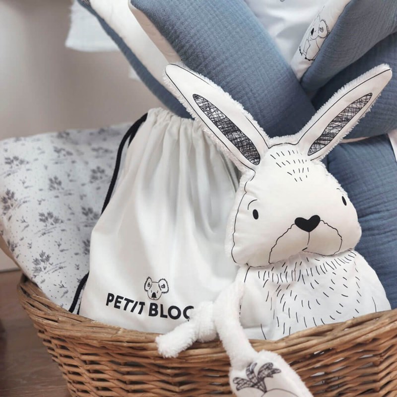 Doudou noir et blanc lapin (Petit Bloom) - Image 1