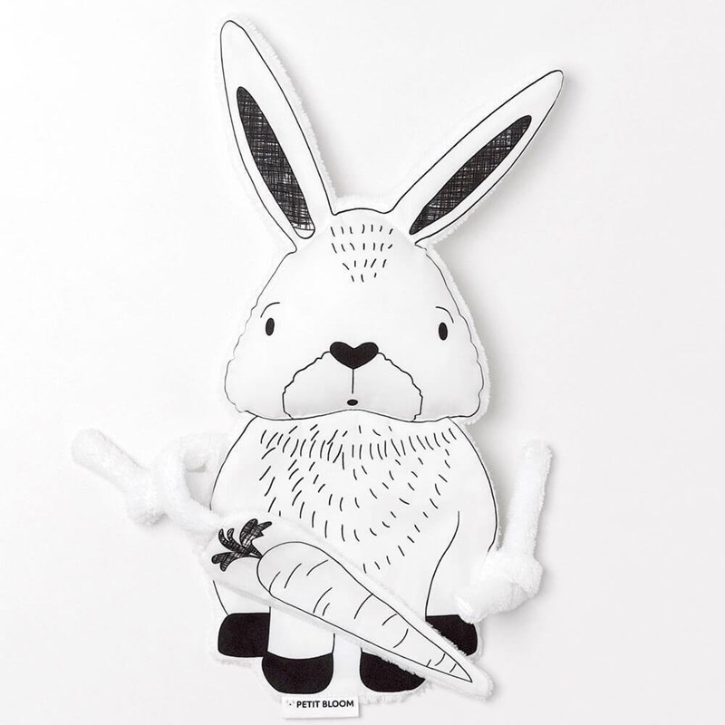 Doudou noir et blanc lapin (Petit Bloom) - Image 2