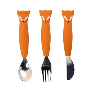 3 couverts en silicone - mr. Fox