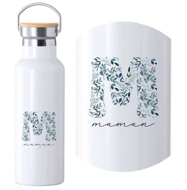 Gourde blanche motif feuilles