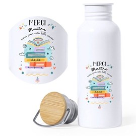 Gourde blanche pile de livres