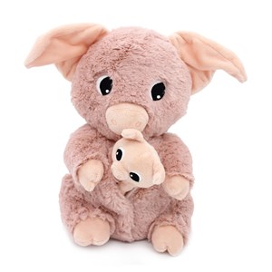 Peluche cochon maman et son bébé rose
