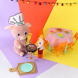 Peluche cochon maman et son bébé rose