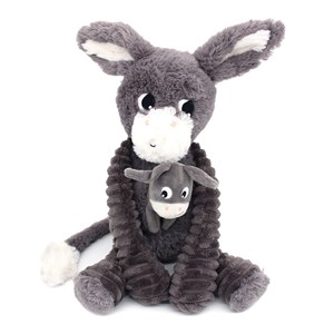 Peluche âne maman et son bébé gris