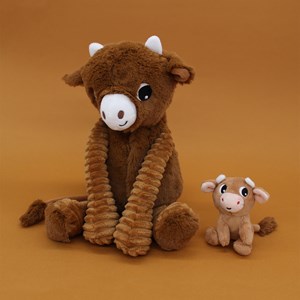 Peluche vache maman et son bébé marron