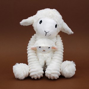 Peluche mouton maman et son bébé blanc