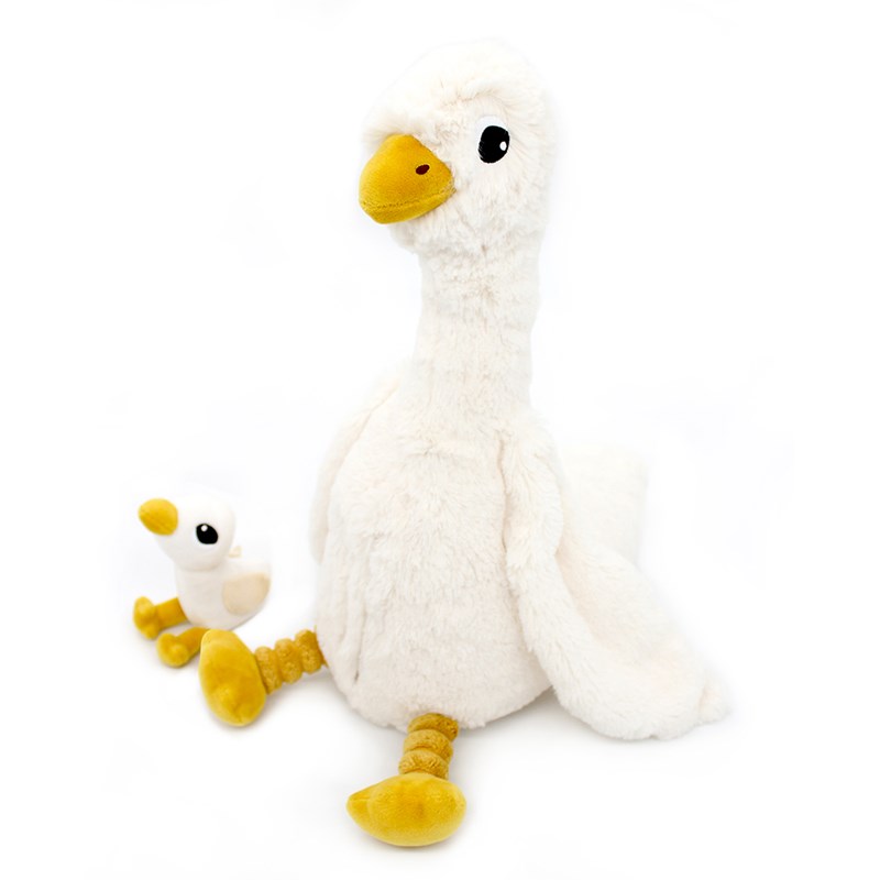 Peluche oie maman et son bébé blanc