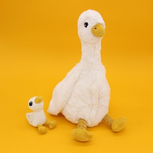 Peluche oie maman et son bébé blanc