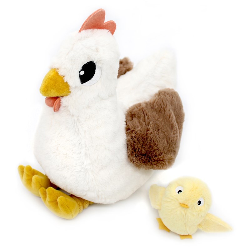 Peluche poule maman et son bébé