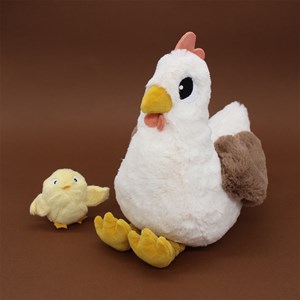 Peluche poule maman et son bébé