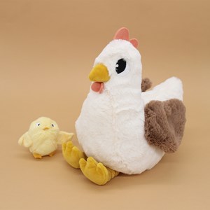 Peluche poule maman et son bébé