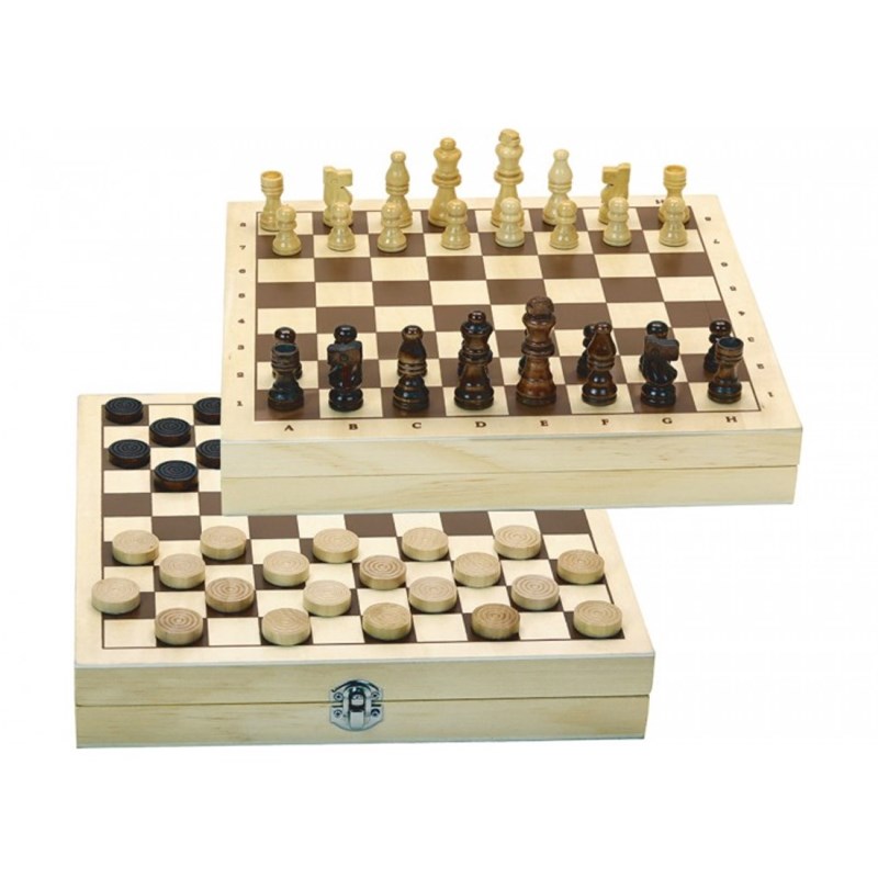 Coffret jeu de dames et d'échecs