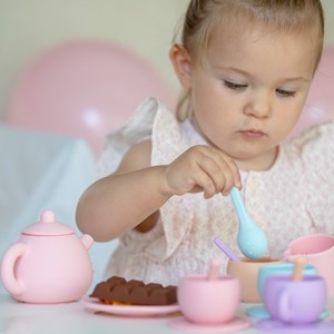 Dinette en silicone, service à thé - rose