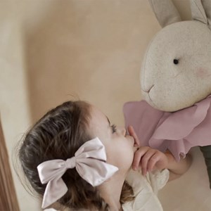 Trophée mural lapin flora lin bébé rose