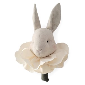 Trophée mural lapin en peluche écru 45