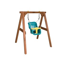 Portique en bois brun - balançoire bébé