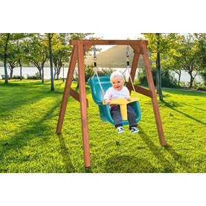 Portique en bois brun - balançoire bébé