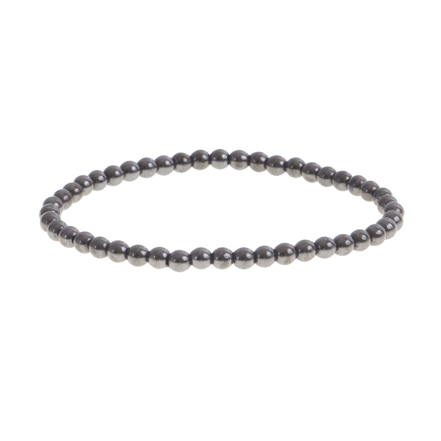 Bracelet En Hématite Naturelle Polie - Perles 4mm - Noir - Chakra - Longueur 18cm - Sans Fermoir - Neuf