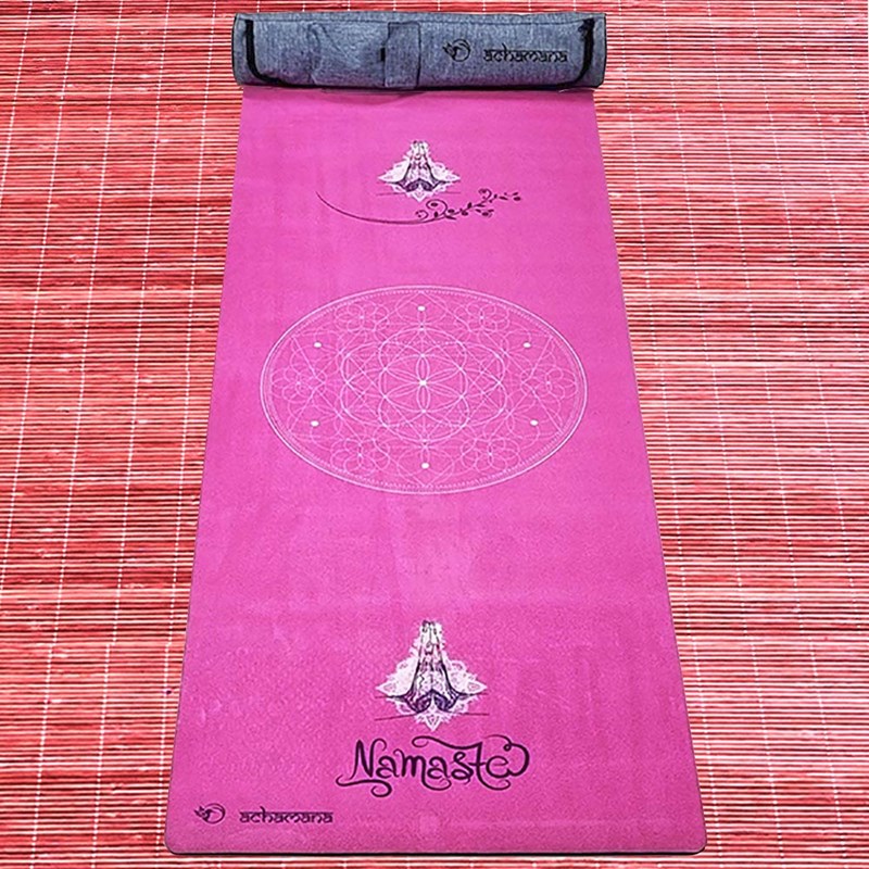 Tapis de yoga épais namasté rose 6mm