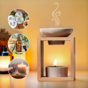 Brûle-parfum bois et céramique yona