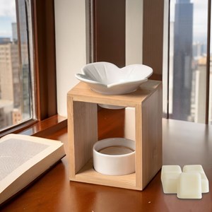 Brûle-parfum bois et céramique plumeria