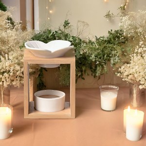 Brûle-parfum bois et céramique plumeria